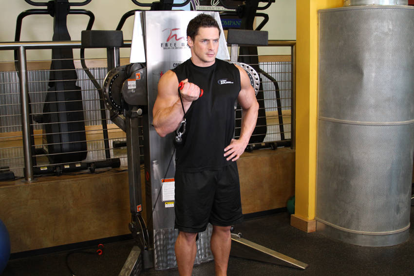 Alternative demonstration of Standing One-Arm Cable Curl exercise