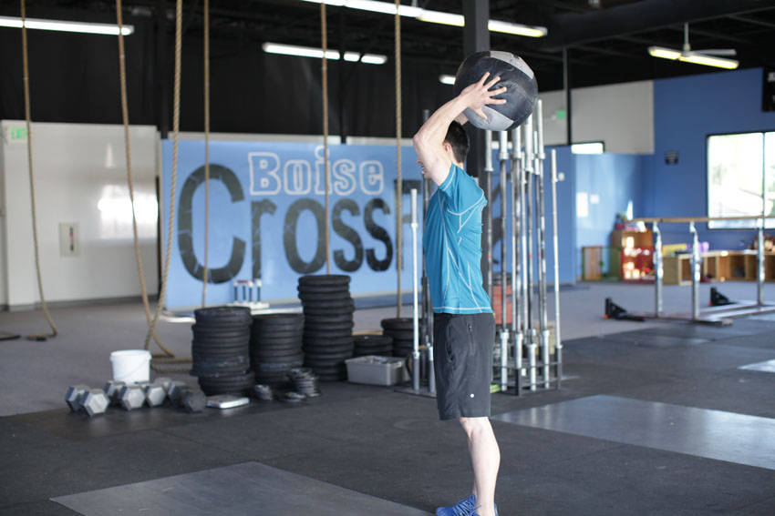 Alternative demonstration of Standing Two-Arm Overhead Throw exercise