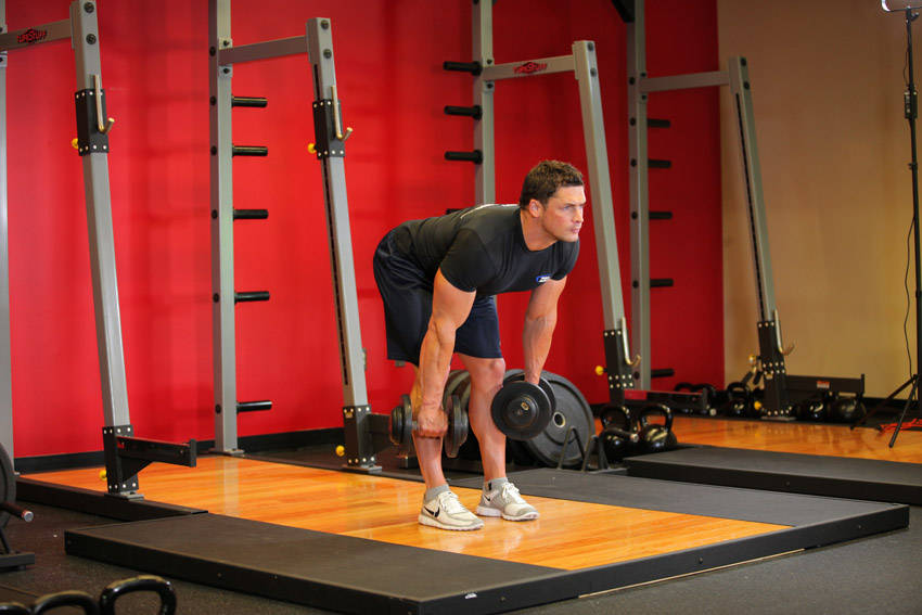 Alternative demonstration of Stiff-Legged Dumbbell Deadlift exercise