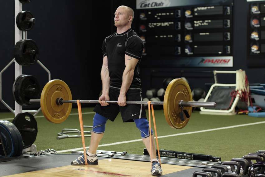 Alternative demonstration of Sumo Deadlift with Bands exercise