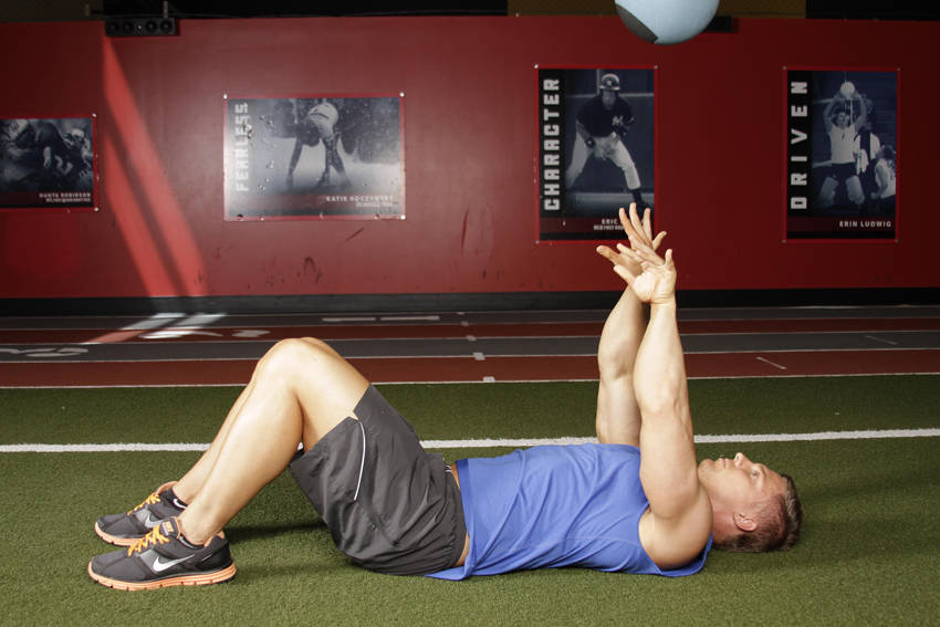 Alternative demonstration of Supine Chest Throw exercise