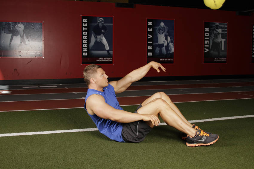 Alternative demonstration of Supine One-Arm Overhead Throw exercise