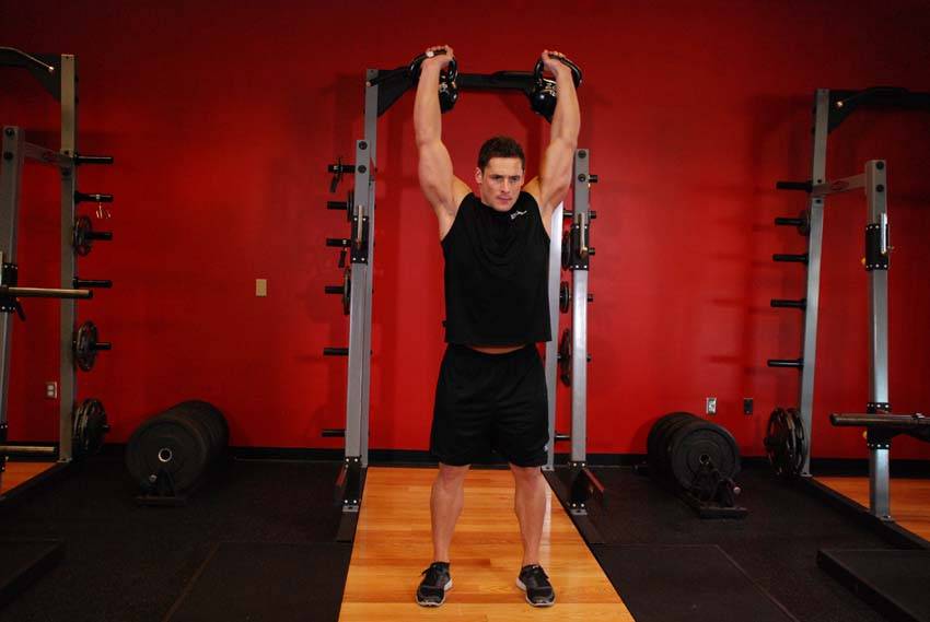 Alternative demonstration of Two-Arm Kettlebell Military Press exercise