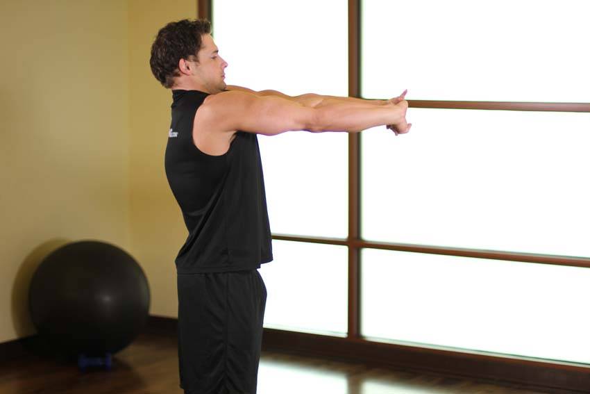 Alternative demonstration of Upper Back Stretch exercise