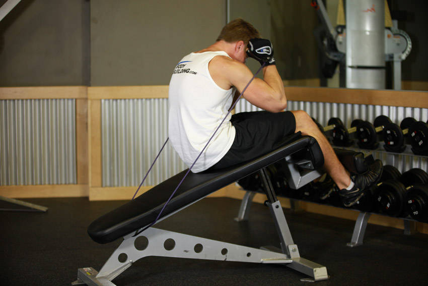 Alternative demonstration of Weighted Sit-Ups - With Bands exercise