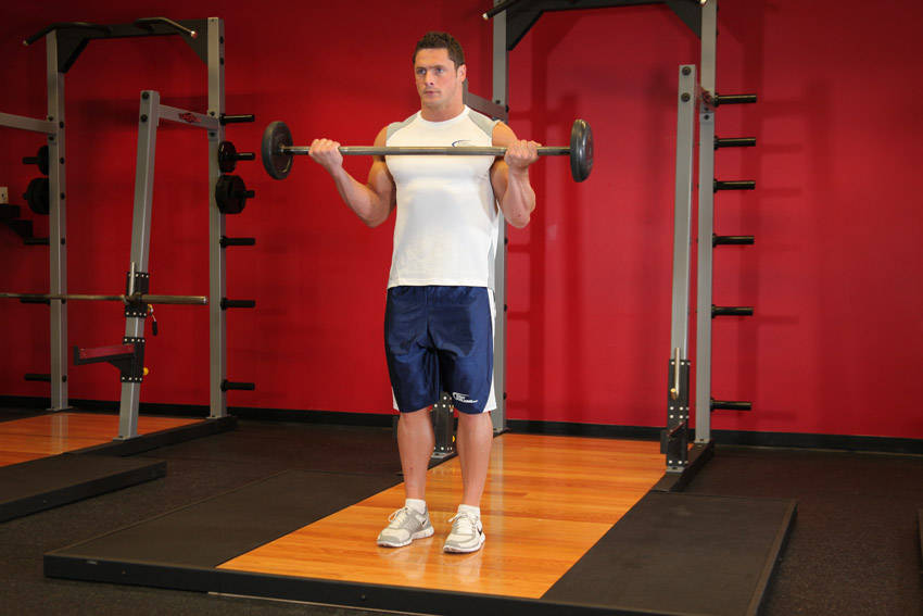 Alternative demonstration of Wide-Grip Standing Barbell Curl exercise