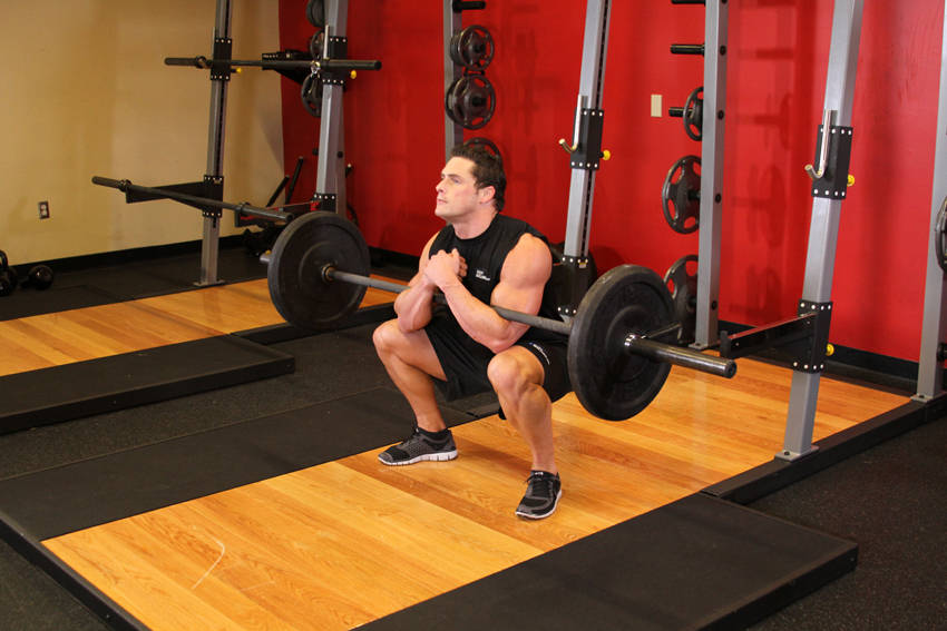 Alternative demonstration of Zercher Squats exercise